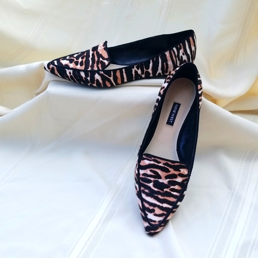 Nine West Animal Print Smoking Flats